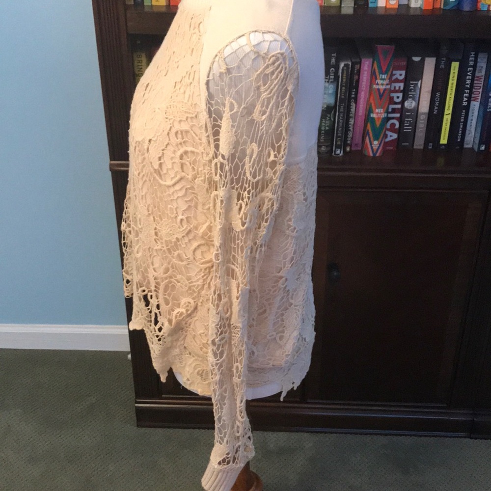 Free People lace split back sweater - size small - Picture 3 of 8